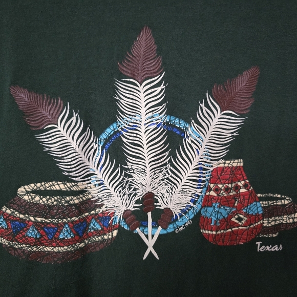 Fruit Of The Loom Single Stitch Texas Indian Pottery Sz Large Green - Picture 4 of 5